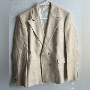Classic Cream Double-Breasted Sport Coat Blazer